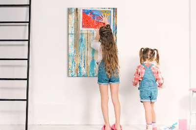 Glass dry erase board magnetic Aged wood