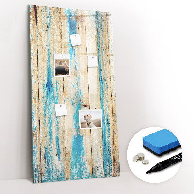 Glass dry erase board magnetic Aged wood