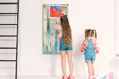 Glass dry erase board magnetic Aged wood
