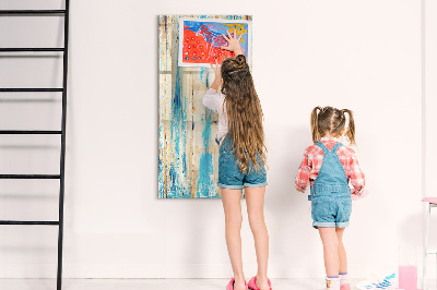 Magnetic board with marker Aged wood