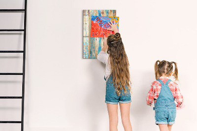 Magnetic board with marker Aged wood