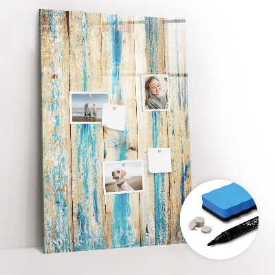 Glass dry erase board magnetic Aged wood