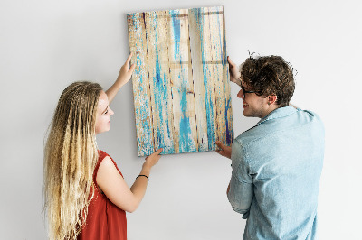 Glass dry erase board magnetic Aged wood