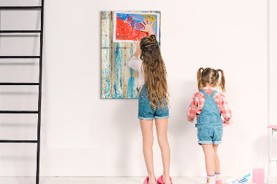 Glass dry erase board magnetic Aged wood