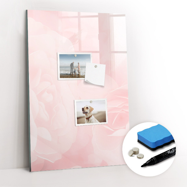 Glass dry erase board magnetic Rose flowers