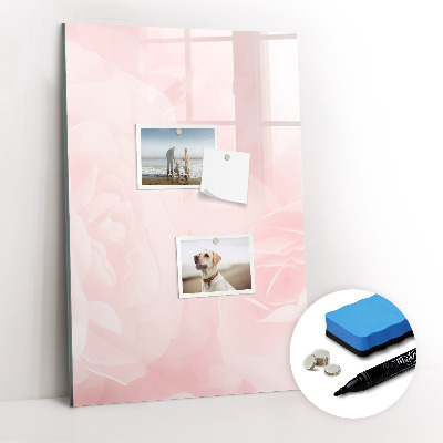 Glass dry erase board magnetic Rose flowers