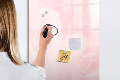 Glass dry erase board magnetic Rose flowers