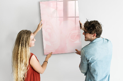Glass dry erase board magnetic Rose flowers