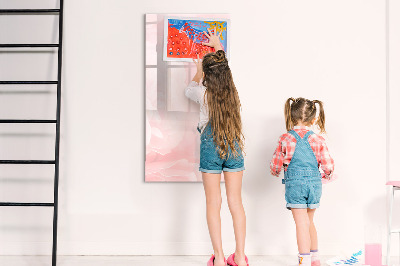 Glass dry erase board magnetic Rose flowers