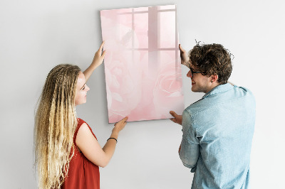 Glass dry erase board magnetic Rose flowers