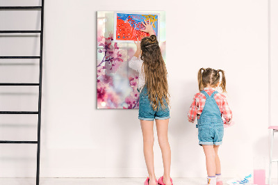 Magnetic board for writing Spring flowers