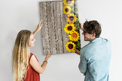 Glass dry erase board magnetic Wood sunflowers