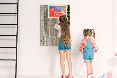Glass dry erase board magnetic Wood sunflowers