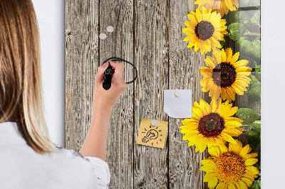 Glass dry erase board magnetic Wood sunflowers