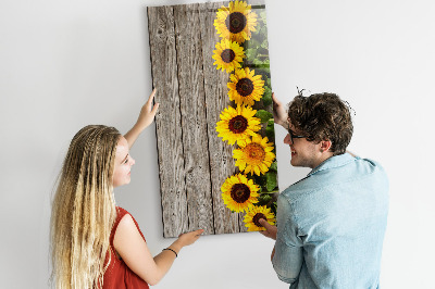 Glass dry erase board magnetic Wood sunflowers