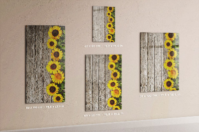Glass dry erase board magnetic Wood sunflowers