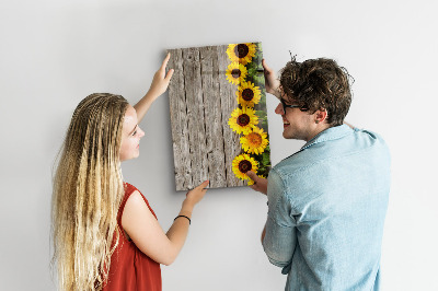 Glass dry erase board magnetic Wood sunflowers