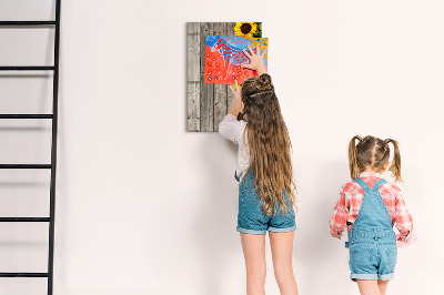 Glass dry erase board magnetic Wood sunflowers