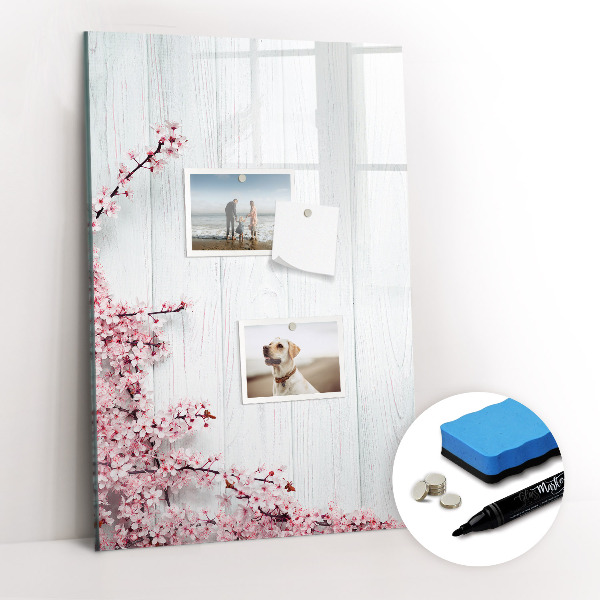 Magnetic marker board Flowers on wood