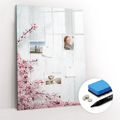 Magnetic marker board Flowers on wood