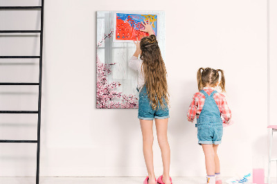 Magnetic marker board Flowers on wood