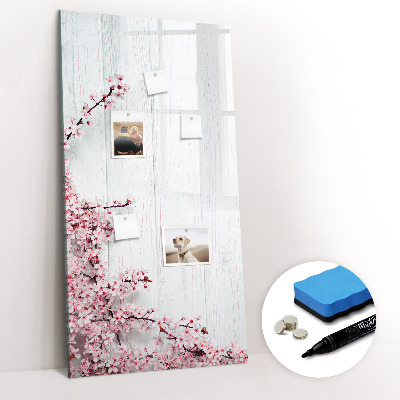 Magnetic marker board Flowers on wood