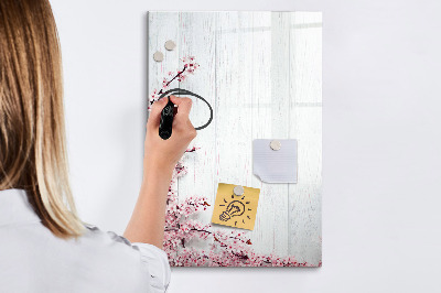 Magnetic marker board Flowers on wood