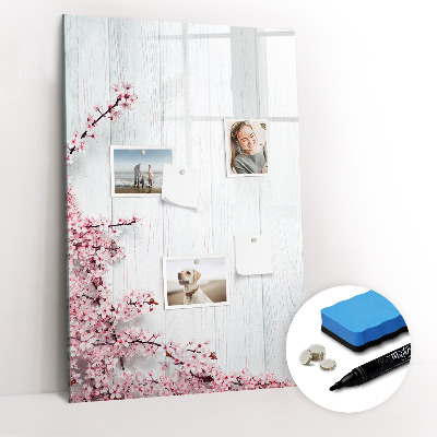 Magnetic marker board Flowers on wood