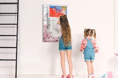 Magnetic marker board Flowers on wood