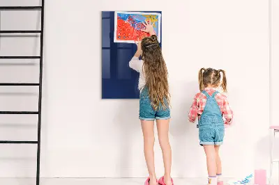 Magnetic glass dry erase board in navy blue