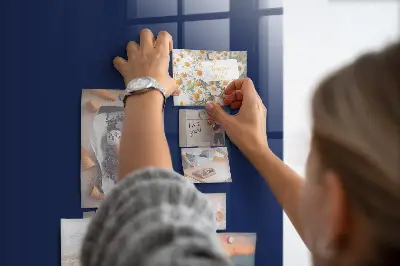 Magnetic glass dry erase board in navy blue