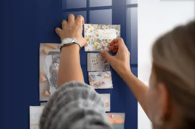 Magnetic glass dry erase board in navy blue