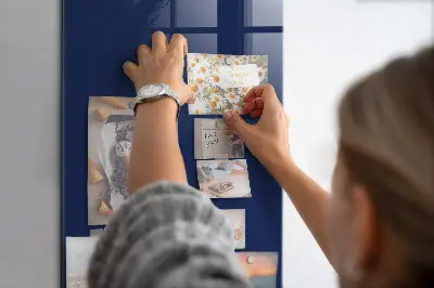 Magnetic glass dry erase board in navy blue