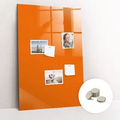 Magnetic glass dry erase board in orange