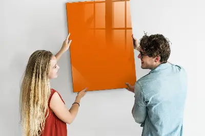 Magnetic glass dry erase board in orange