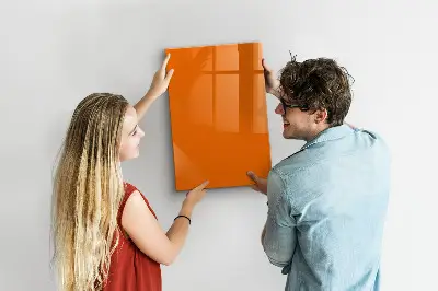 Magnetic glass dry erase board in orange
