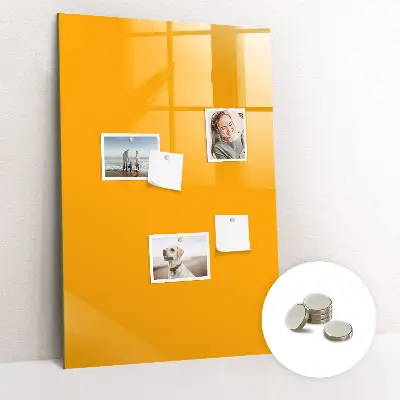 Magnetic glass dry erase board in golden yellow