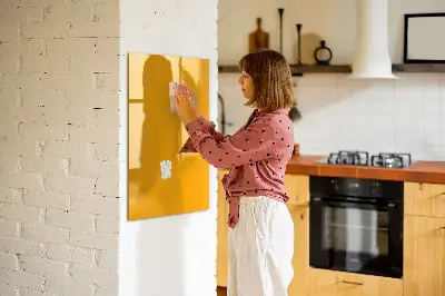 Magnetic glass dry erase board in golden yellow