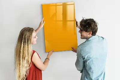 Magnetic glass dry erase board in golden yellow