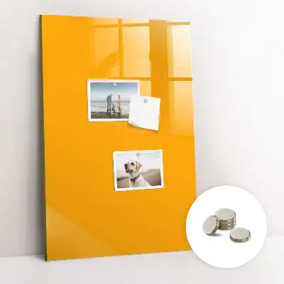 Magnetic glass dry erase board in golden yellow