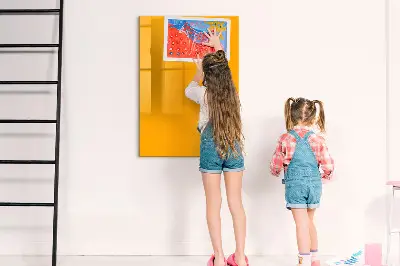 Magnetic glass dry erase board Golden yellow color