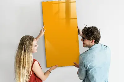 Magnetic glass dry erase board in golden yellow