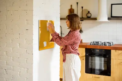 Magnetic glass dry erase board in golden yellow