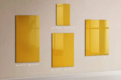 Magnetic glass dry erase board in golden yellow