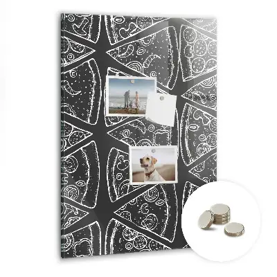 Magnetic wall board with pizza illustration