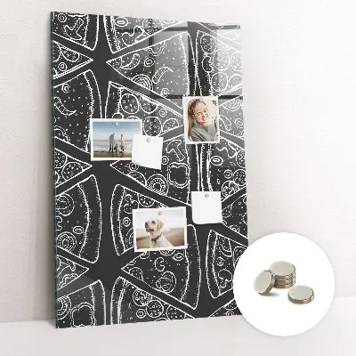 Magnetic wall board with pizza illustration