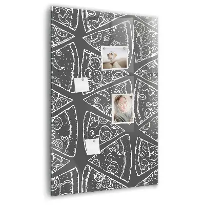 Magnetic wall board with pizza illustration