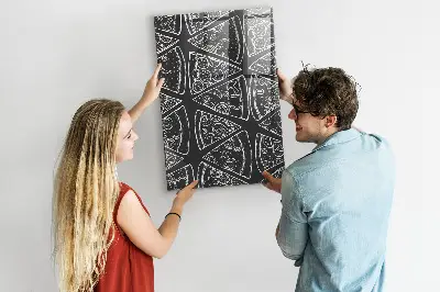 Magnetic wall board with pizza illustration