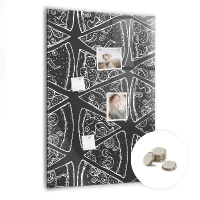 Magnetic wall board with pizza illustration