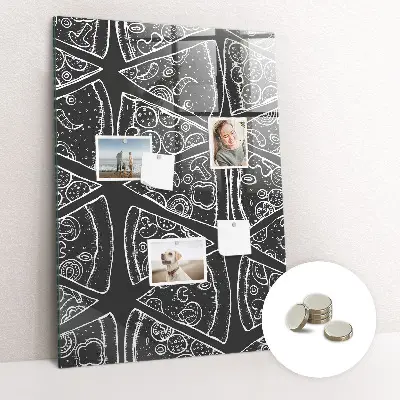 Magnetic wall board with pizza illustration